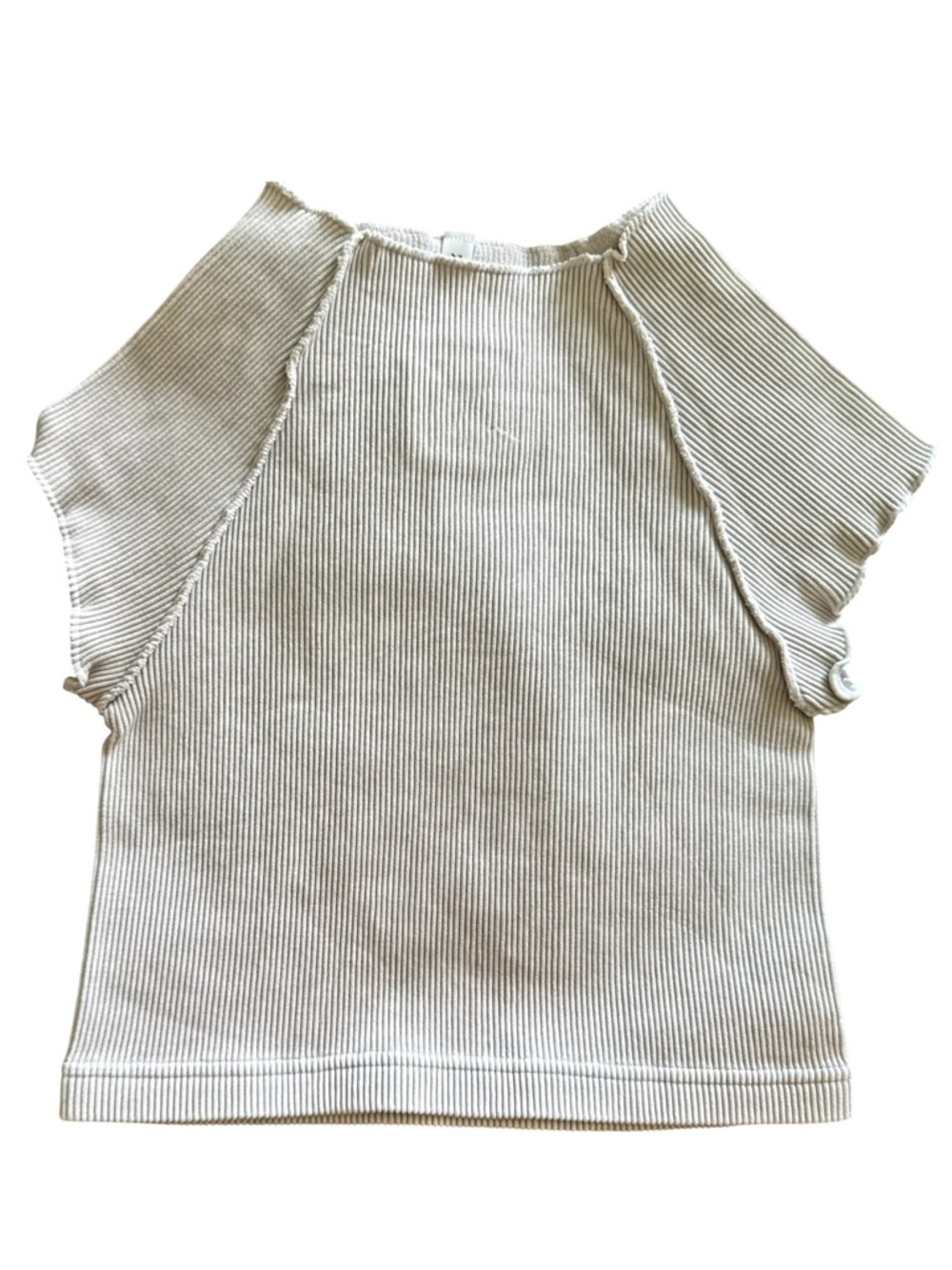 Zenana Outfitters Ribbed Cropped Top Mineral Wash Bone Size L/XL NWT